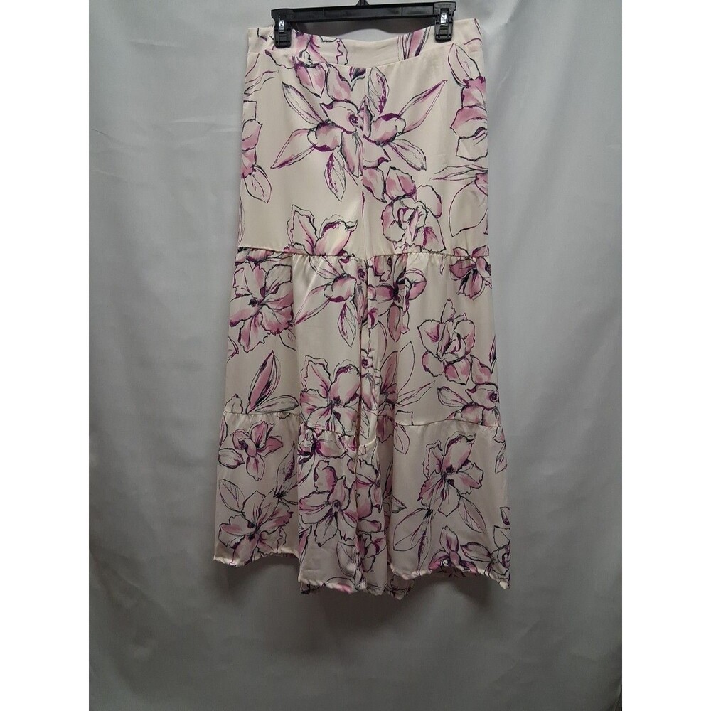 Milk & Honey Palazzo Tiered Floral Pants Flare Lined Wmns Sz Large Cottage Core